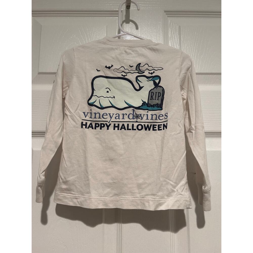 Vineyard Vines Toddler 2T Halloween Ghost Whale White Long Sleeve Graphic Tee
